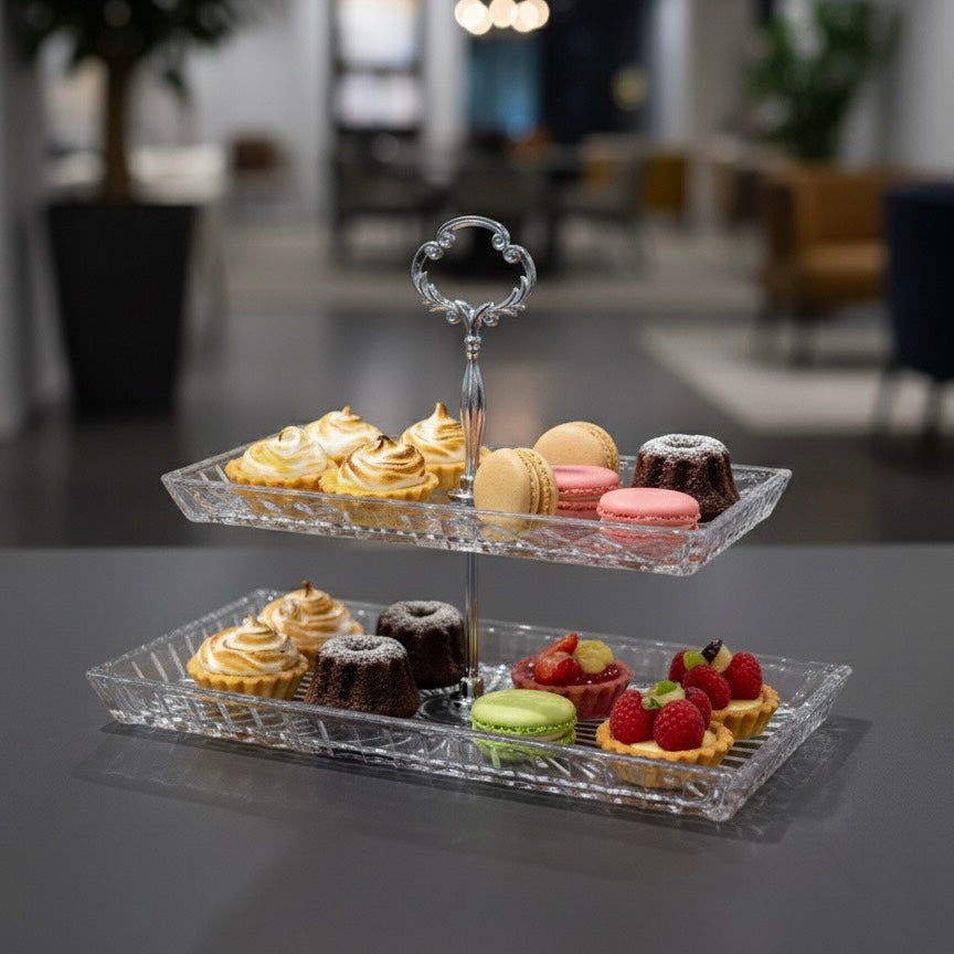 Mawaeen 2-Tier Luxury Glass Candy Plate – Elegant Serving Display