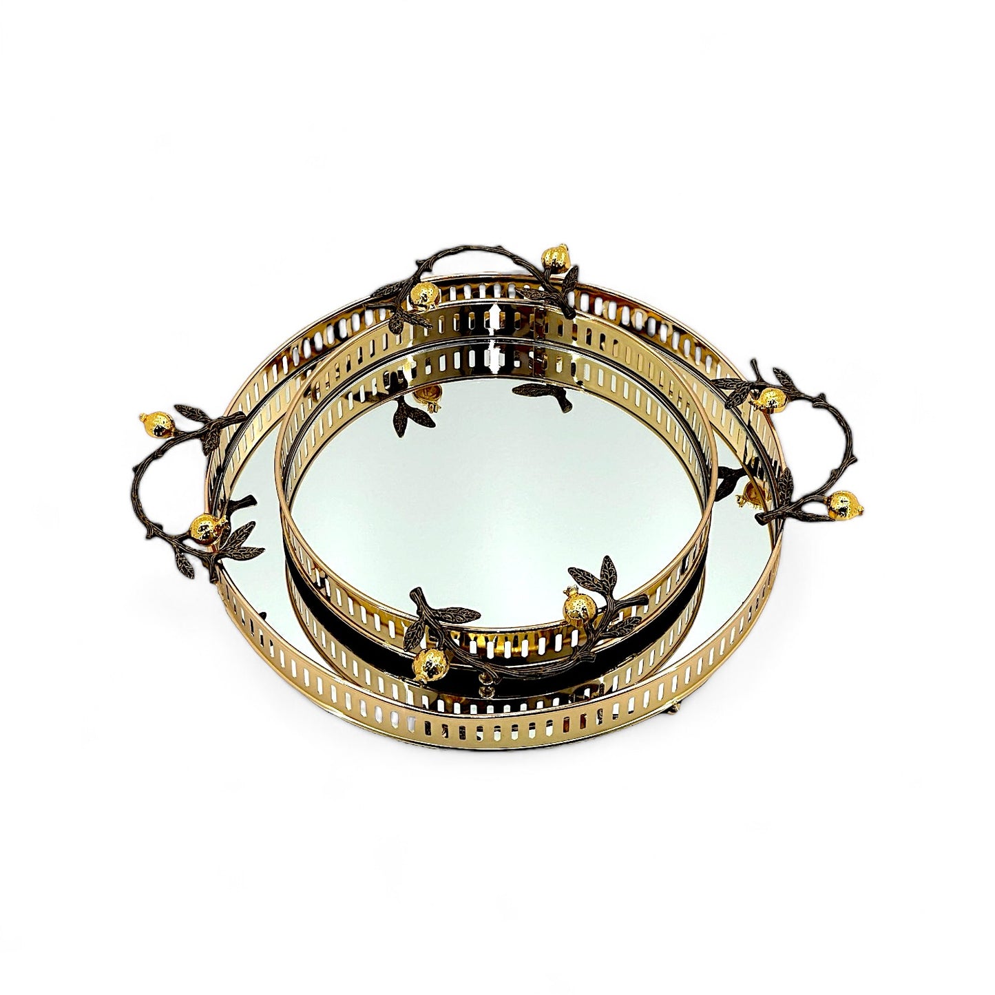 Botanical Elegance Mirror Tray Set