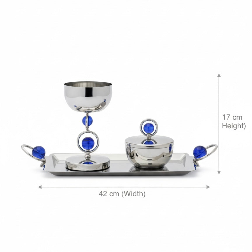 Luxury Incense Burner Gift Set in Wooden Box- B/Silver