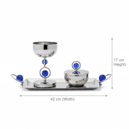 Luxury Incense Burner Gift Set in Wooden Box- B/Silver