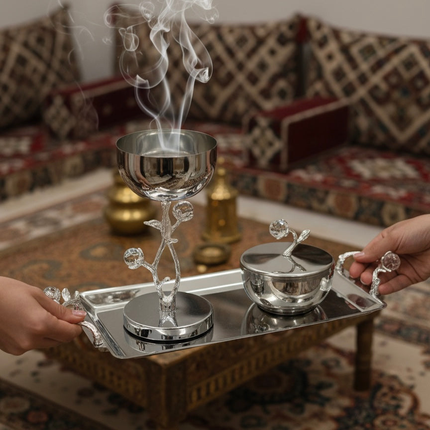 Luxury Incense Burner Gift Set in Wooden Box- W/Flower