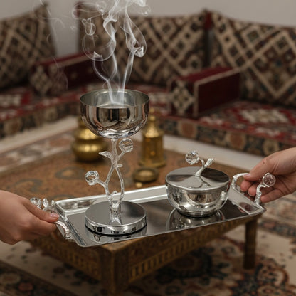 Luxury Incense Burner Gift Set in Wooden Box- W/Flower