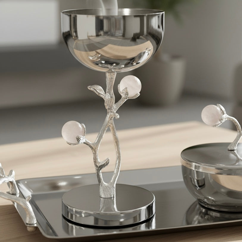 Luxury Incense Burner Gift Set in Wooden Box- P/Flower