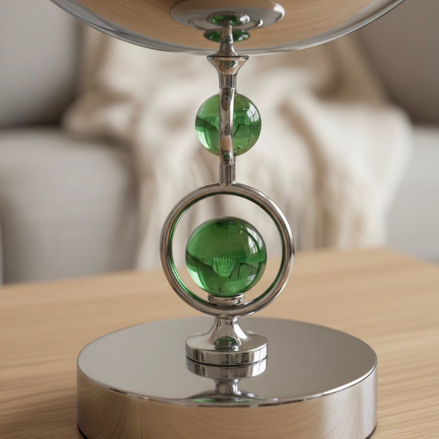 Mawaeen Premium Fruit Bowl – Stainless Steel Base with Green Crystal Accents (L)