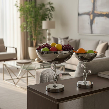 Mawaeen Luxury Fruit Bowl – Silver Floral Design (L)