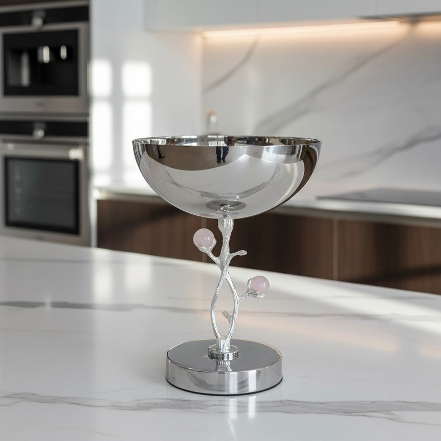 Mawaeen Luxury Fruit Bowl – Silver Floral Design (S)