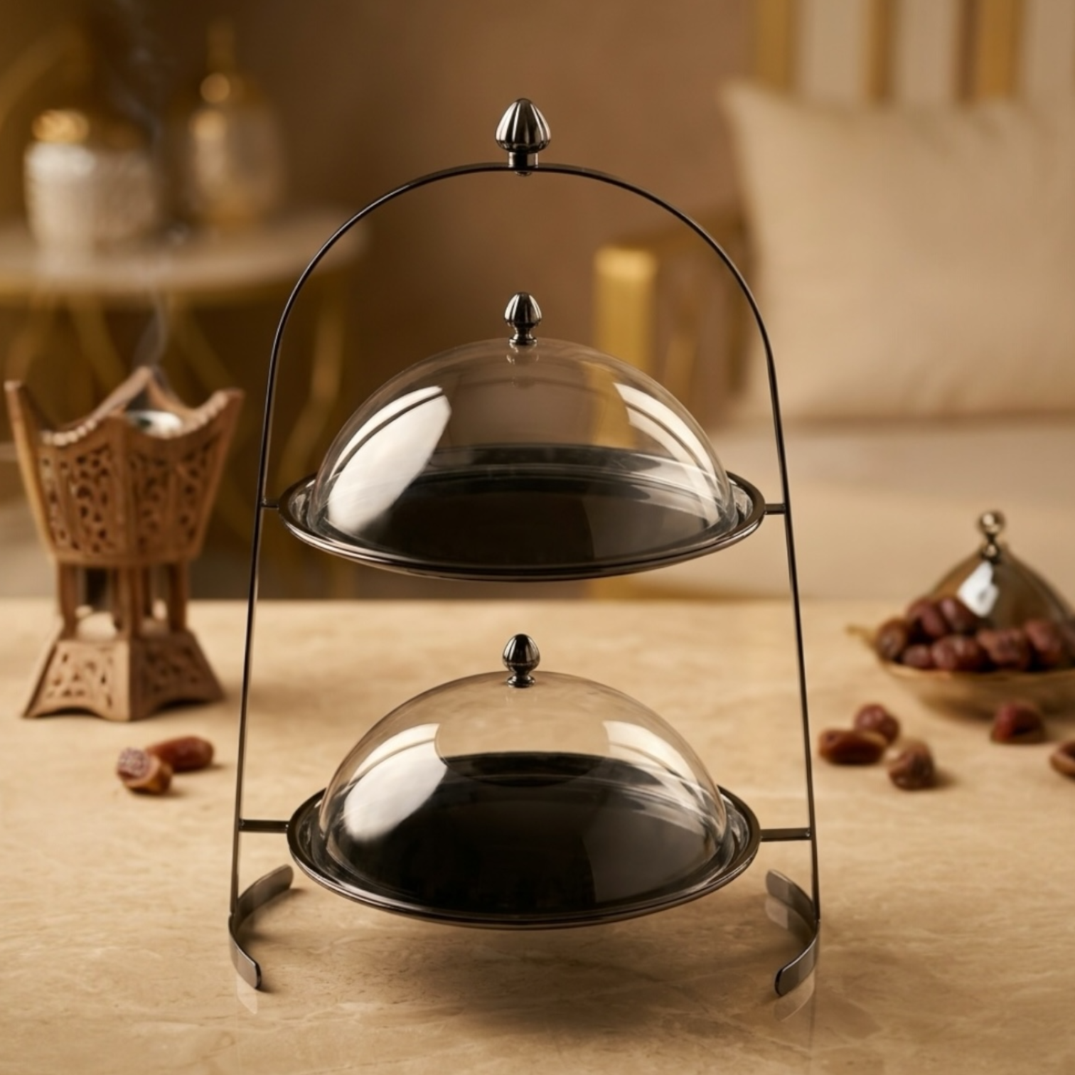 2-Tier Serving Candy Stand Chrome - (L) - Mawaeen