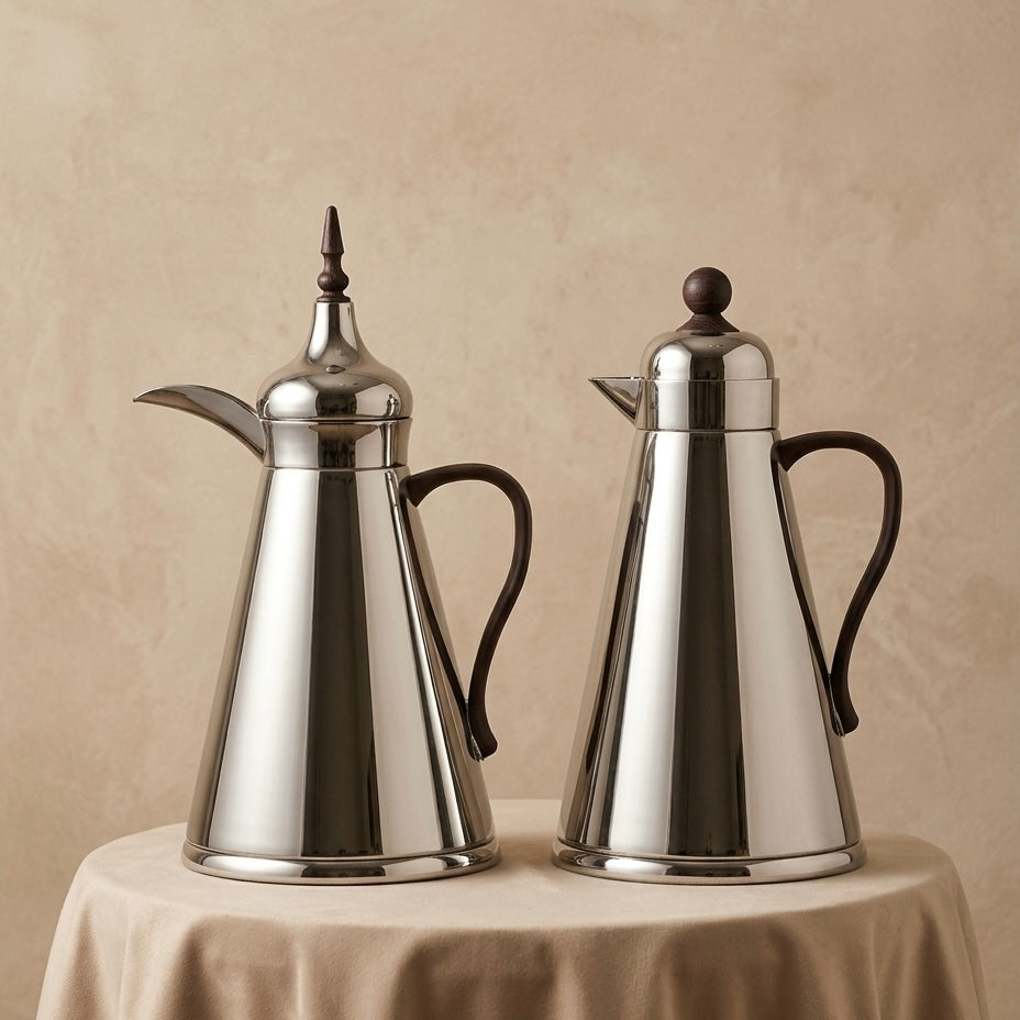 NGT 2-Piece Dallah Set Classic Design N/Wood – 1L + 1L