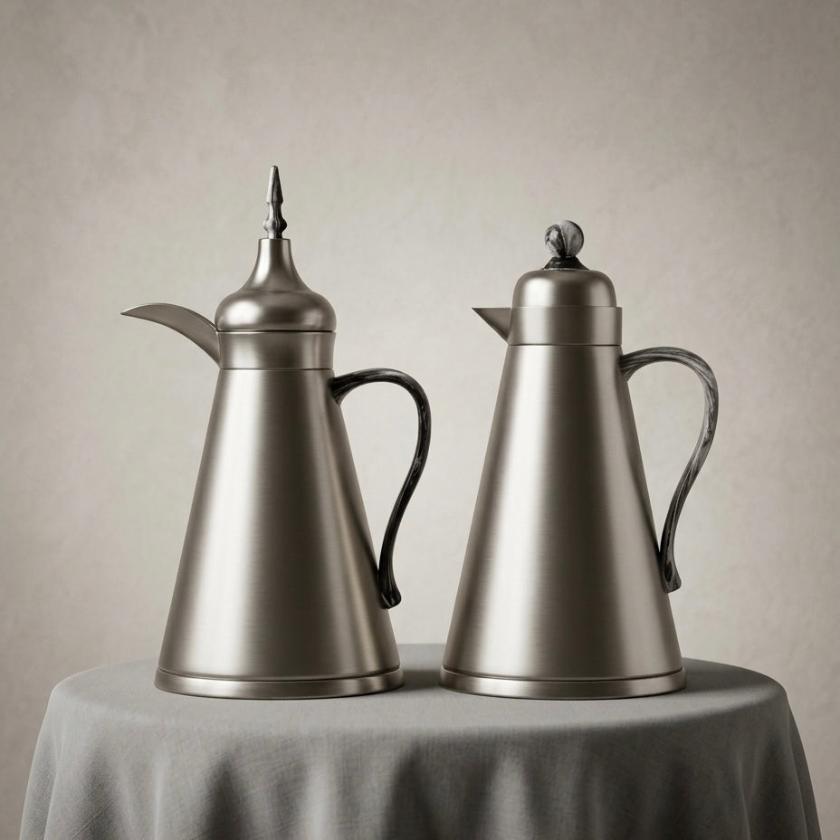 NGT 2-Piece Dallah Set Classic Design M/Silver Marble – 1L + 1L