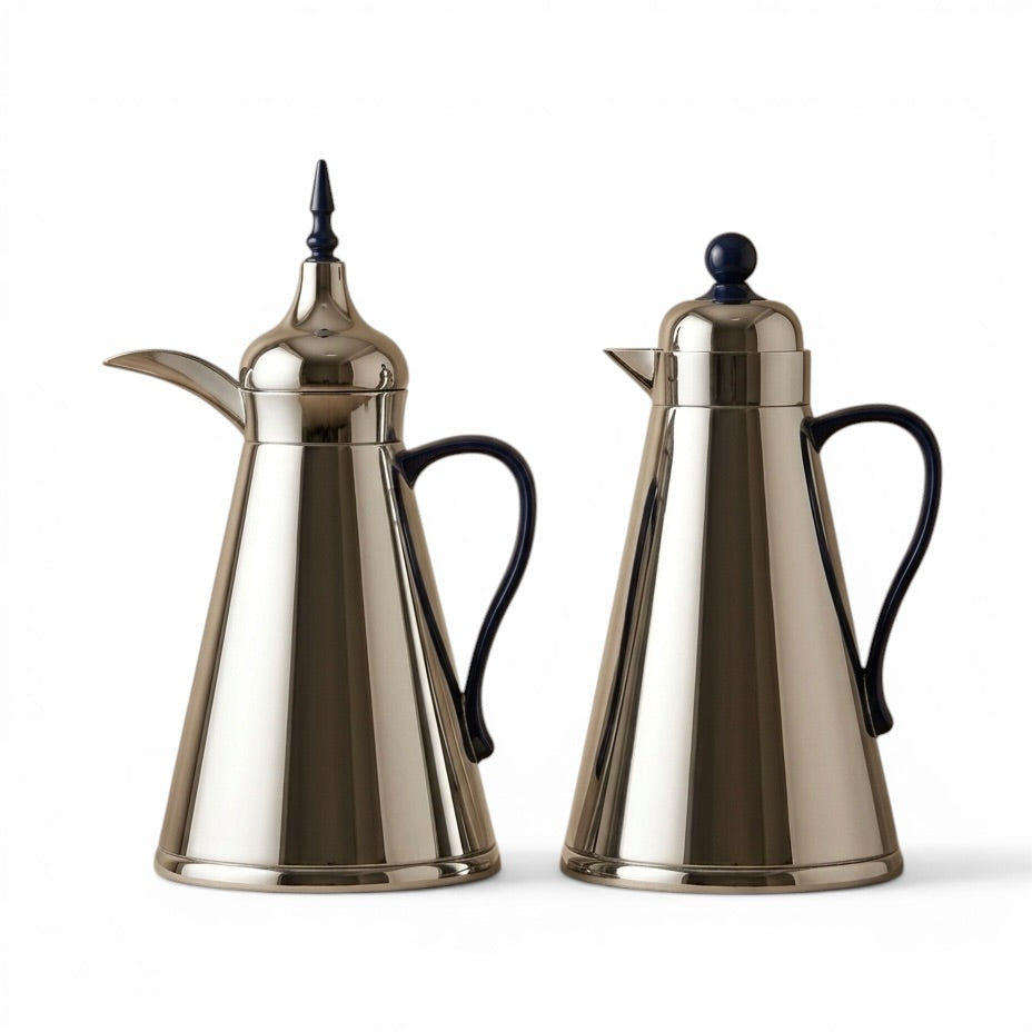 NGT 2-Piece Dallah Set Classic Design Silver Blue – 1L + 1L