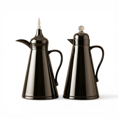 NGT 2-Piece Dallah Set Classic Design Chrome Clear – 1L + 1L - Mawaeen