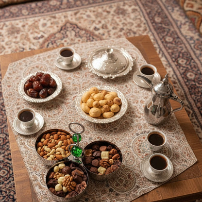 Mawaeen 3-Bowl Snack Stand – Small Stainless Steel Design with Green Crystal Handle