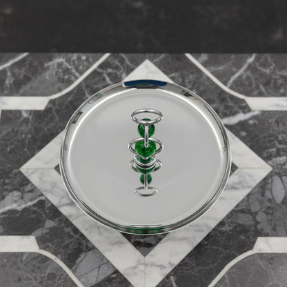 Mawaeen Modern Metal Candy Stand with Crystal Accent – Silver Finish