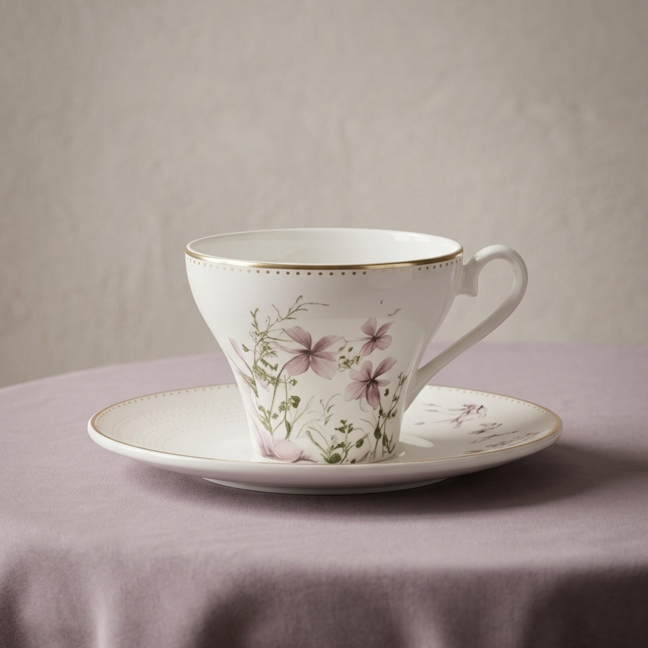 6-Piece Coffee Cups Set with Saucers – W/Pink - Mawaeen