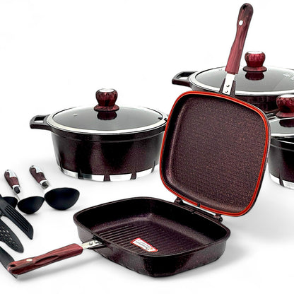 12-Piece Premium Granite Cookware Set