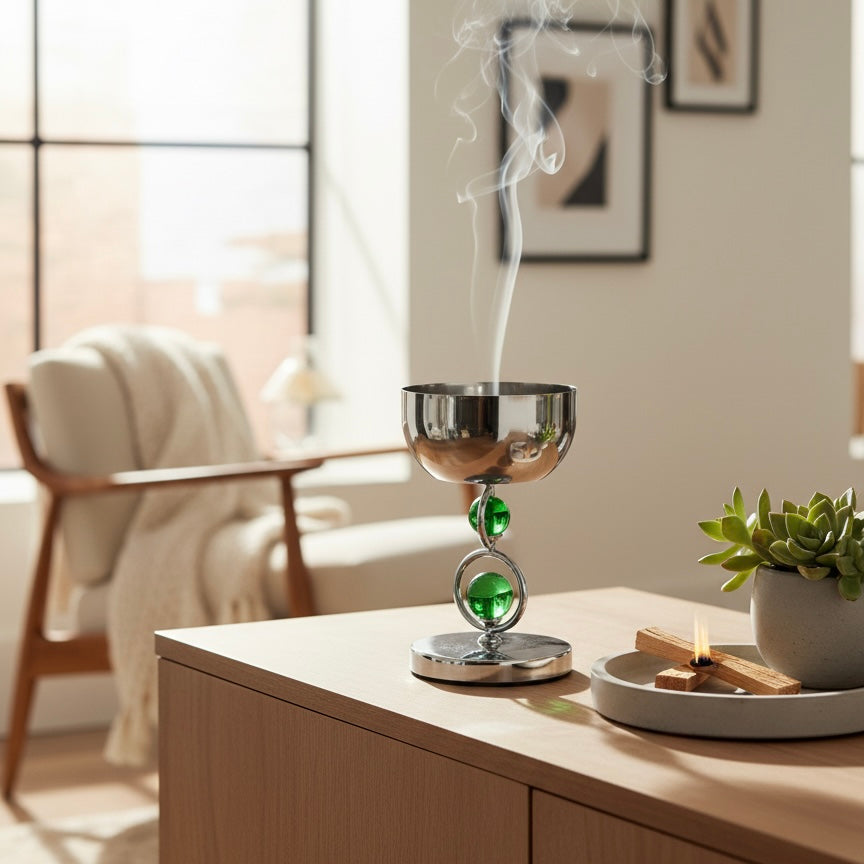 Green Crystal Incense Burner