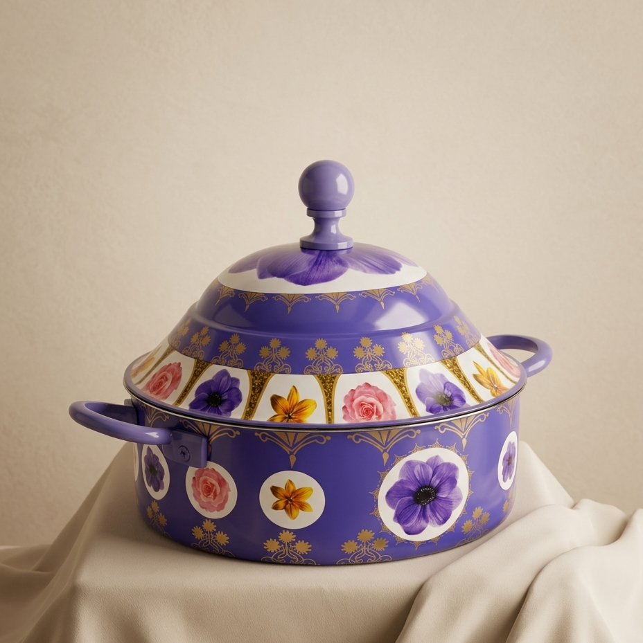 Floral Food Warmer Set Blue – 3 Pieces (2.5L, 3.5L, 5.5L) - Mawaeen