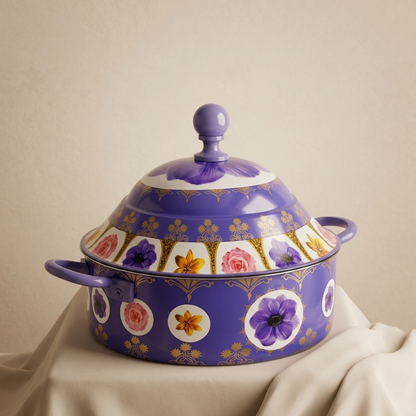 Floral Food Warmer Set Blue – 3 Pieces (2.5L, 3.5L, 5.5L) - Mawaeen