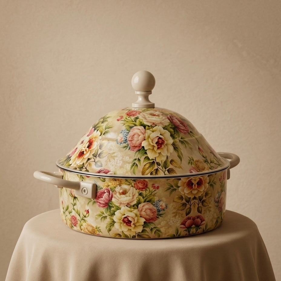 Floral Food Warmer Set  Cream – 3 Pieces (2.5L, 3.5L, 5.5L)