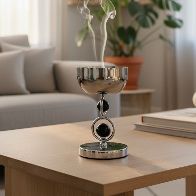 Black Chrom Crystal Incense Burnere