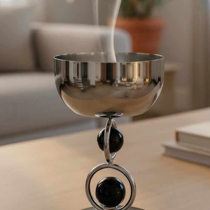 Black Chrom Crystal Incense Burnere