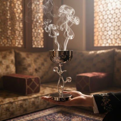 High-End Metallic Incense Burner white flower