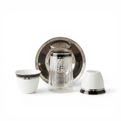 Premium 18-Piece Tea and Coffee Set - W/Black - Mawaeen