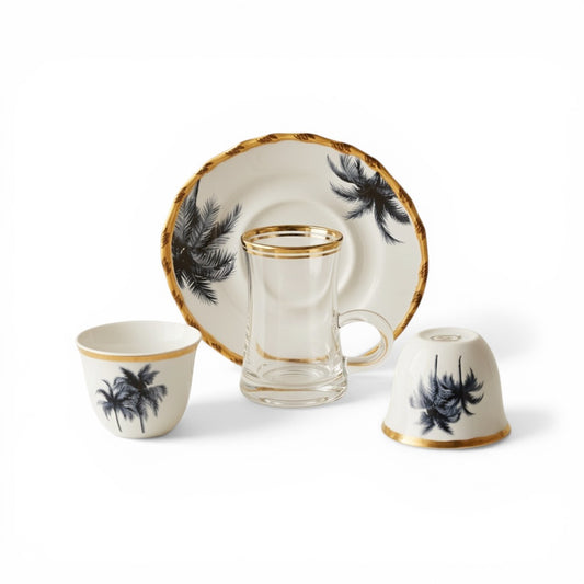 Premium 18-Piece Tea and Coffee Set - Nakhla Blue - Mawaeen