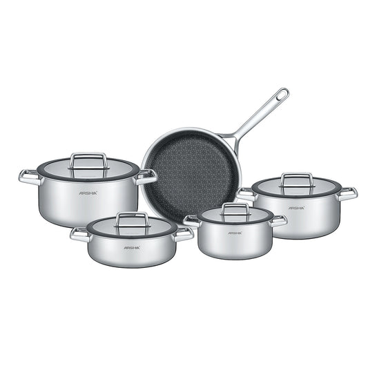 Arshia 9-Piece Stainless Steel Cookware Set - Mawaeen