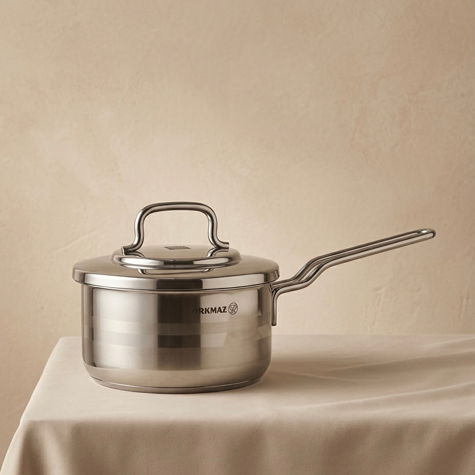 Korkmaz Stainless Steel Saucepan 1.8L with Lid - Mawaeen