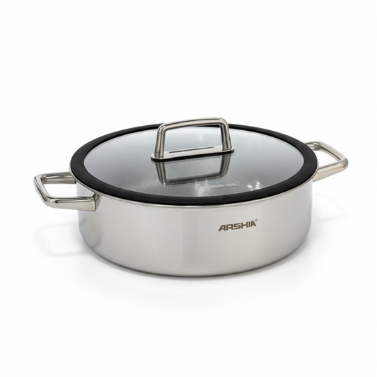 Arshia 28cm Hybrid Stainless Steel Non-Stick Casserole with Lid - Mawaeen