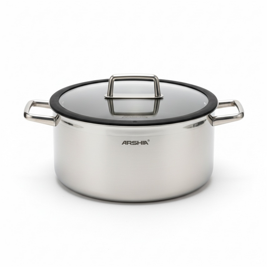 Arshia 28cm Hybrid Stainless Steel Non-Stick cooking pot with Lid - Mawaeen