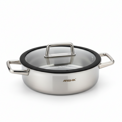 Arshia 24cm Hybrid Stainless Steel Non-Stick Casserole with Lid - Mawaeen