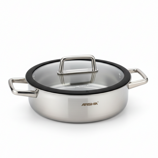 Arshia 24cm Hybrid Stainless Steel Non-Stick Casserole with Lid - Mawaeen