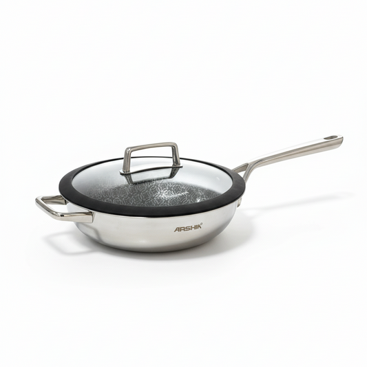 Arshia 30cm Hybrid Stainless Steel Fry Pan with Lid - Mawaeen