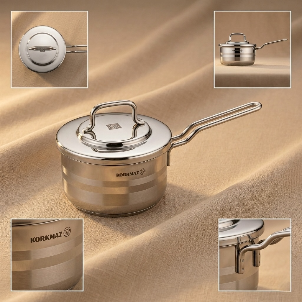 Korkmaz Stainless Steel Saucepan 1.8L with Lid - Mawaeen