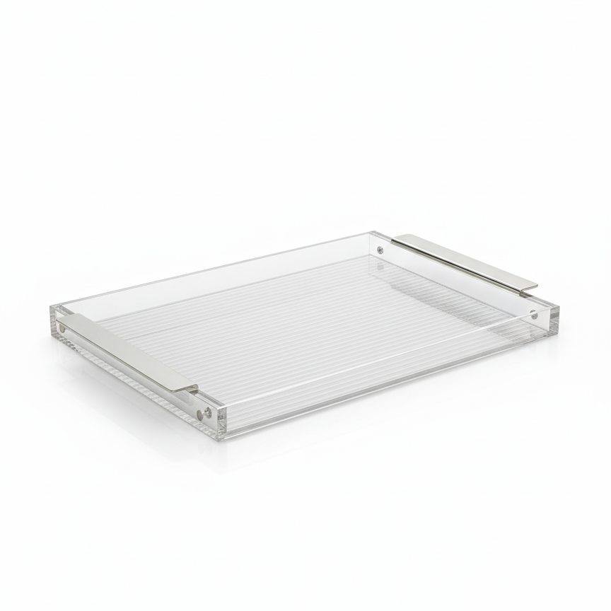 Silver & Clear Acrylic Serving Tray – (L) - Mawaeen