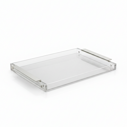 Silver & Clear Acrylic Serving Tray – (L) - Mawaeen