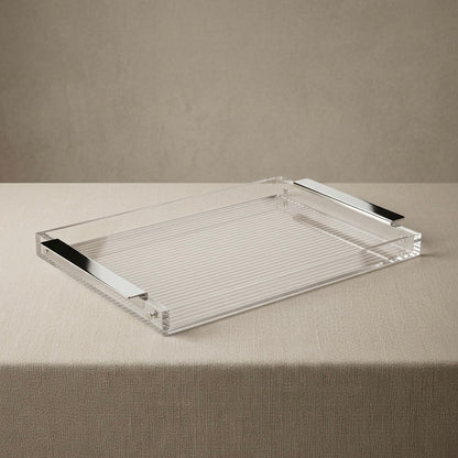 Silver & Clear Acrylic Serving Tray – (L) - Mawaeen