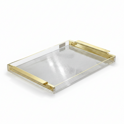 Gold & Clear Acrylic Serving Tray – (L) - Mawaeen