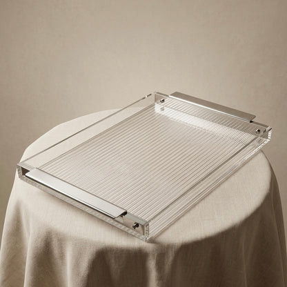 Chrome & Clear Acrylic Serving Tray – (L) - Mawaeen