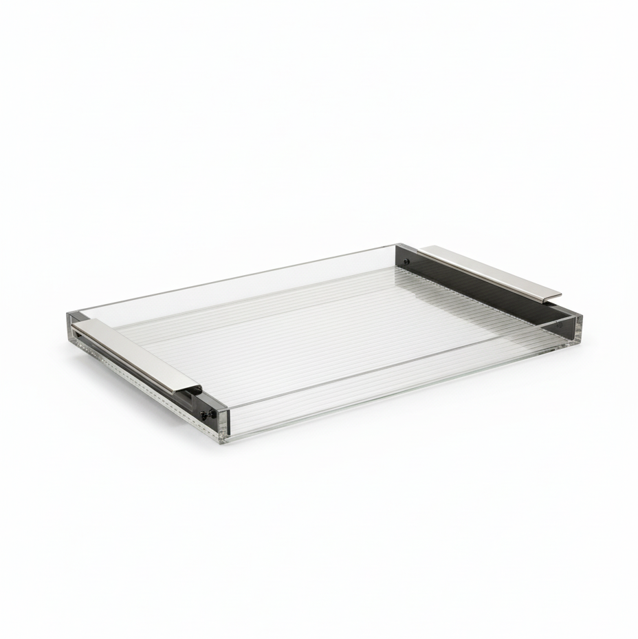 Chrome & Clear Acrylic Serving Tray – (L) - Mawaeen