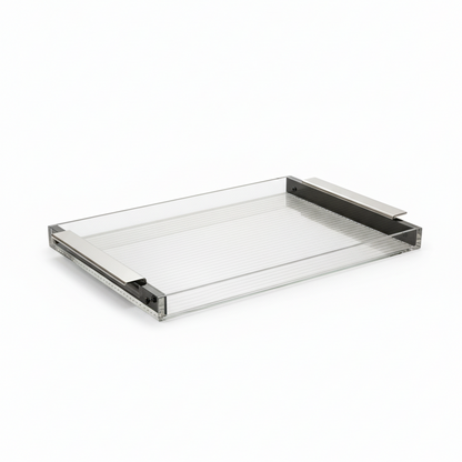 Chrome & Clear Acrylic Serving Tray – (L) - Mawaeen