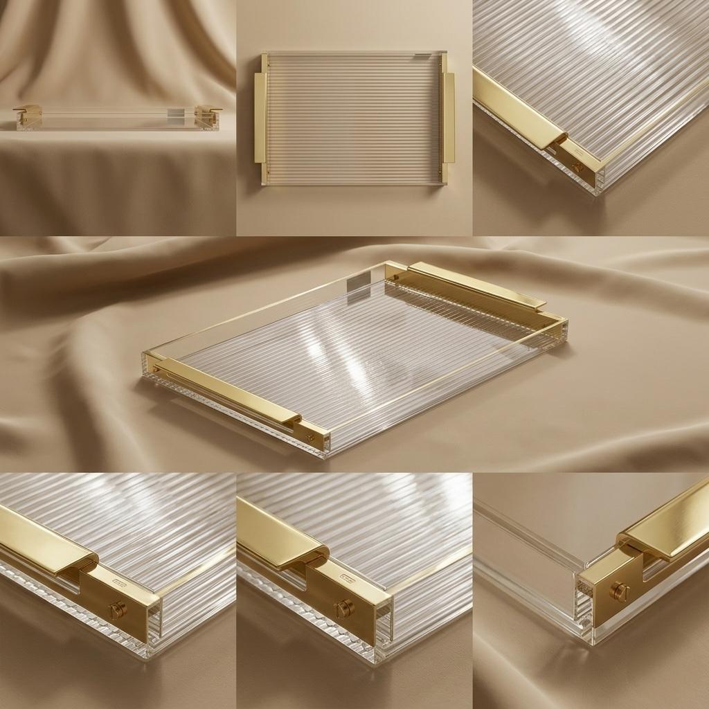 Gold & Clear Acrylic Serving Tray – (L) - Mawaeen