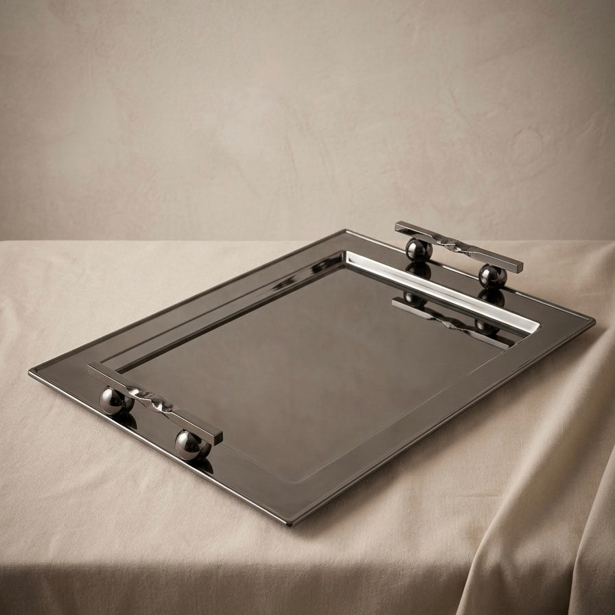 Chrome Stainless Steel Serving Tray – (XL) - Mawaeen