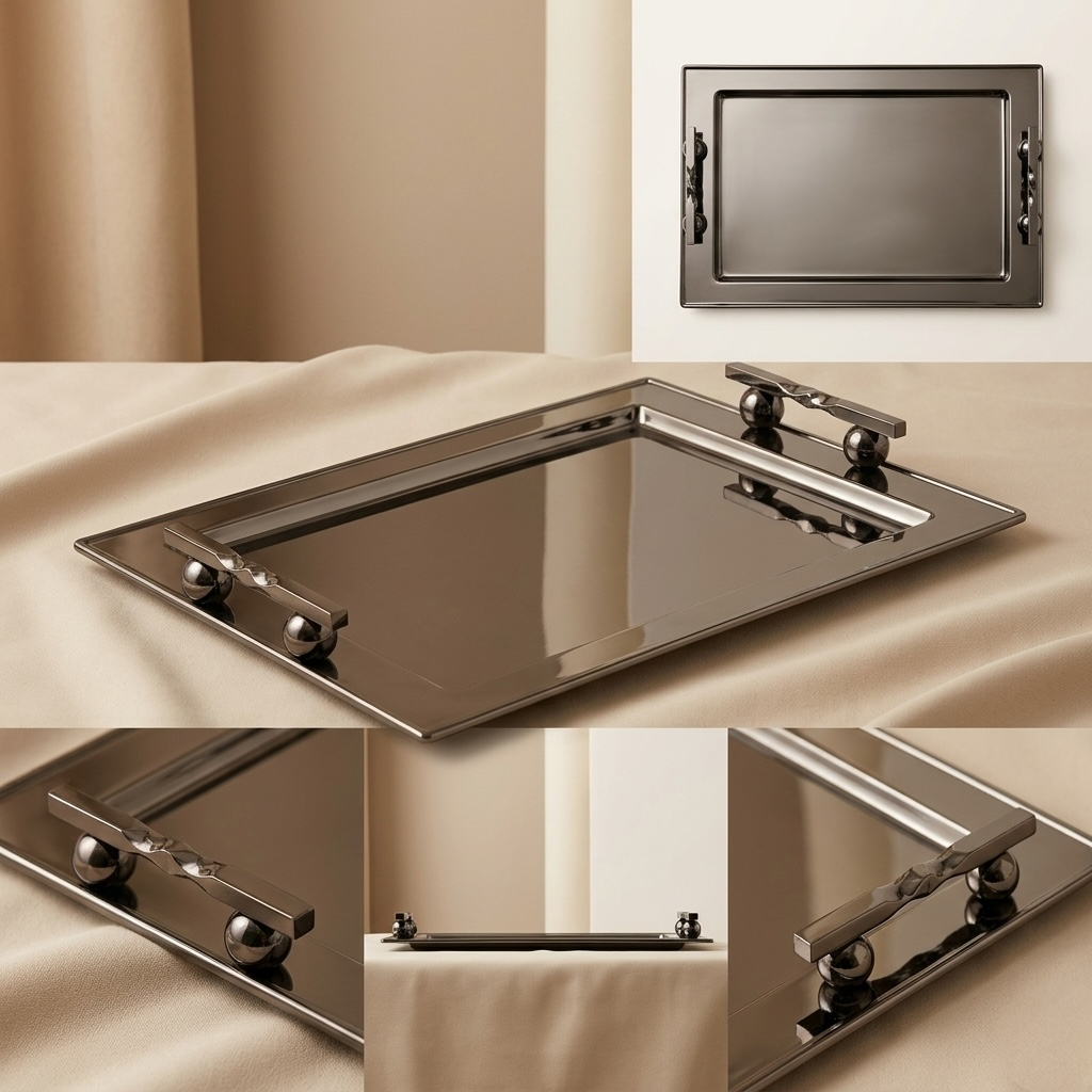 Chrome Stainless Steel Serving Tray – (XL) - Mawaeen