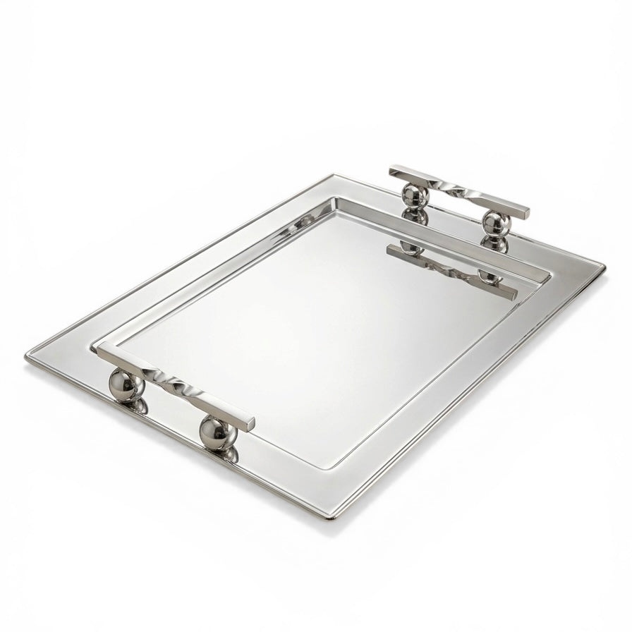 Silver Stainless Steel Serving Tray – (XL) - Mawaeen