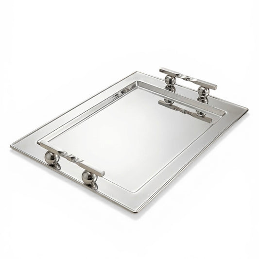 Silver Stainless Steel Serving Tray – (XL) - Mawaeen