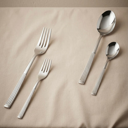 Arshia 48-piece Silver Cutlery Set with Stand - Mawaeen