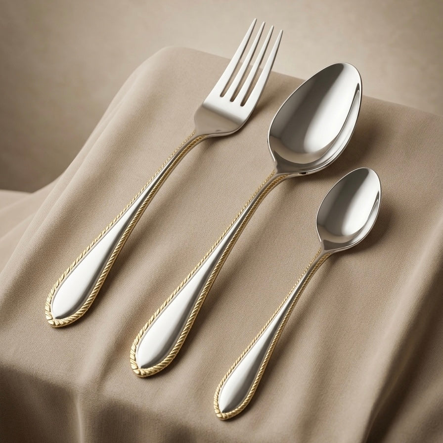 MGFR Premium 36-Piece Gold & Silver Cutlery Set - Mawaeen